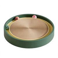 Griffoir rond pour chat en carton ondulé, tapis à griffer avec piste à balle en plastique, nid pour chat, jouet d'intérieur pour animaux de compagnie
