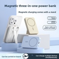 Batterie externe magnétique portable 10 000 mAh avec charge sans fil 22,5 W et 15 W, câble extensible et charge rapide pour téléphone