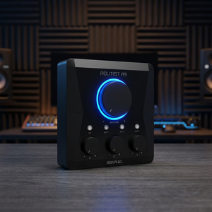 Interface audio USB Midiplus Routist RS 2 entrées 2 sorties, 24 bits 96 kHz, <span class=keywords><strong>carte</strong></span> son professionnelle avec anneau lumineux RVB, OTG pour téléphone portable et <span class=keywords><strong>PC</strong></span> - Product Image 1