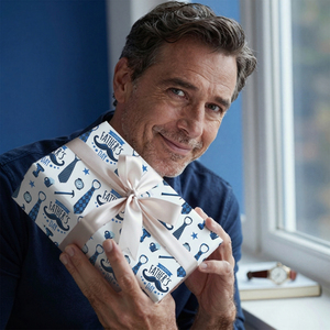 Father's Day <b>Wrapping</b> <b>Paper</b> Roll With Mustache Tie Tools Pattern Double Side Coated Art <b>Paper</b> Recyclable Gift Packaging - Product Image 2