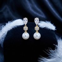 Boucles d'oreilles pendantes élégantes plaquées or avec perles, style français, pour femme, bijoux de mariage vintage de luxe, boucles d'oreilles en zircon