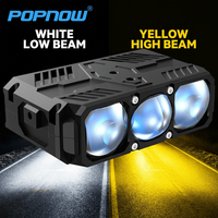 Feux de calandre LED bicolores PW103 220W 45000LM pour camion 4x4, feux de conduite tout-terrain, film bleu œil de démon 12V