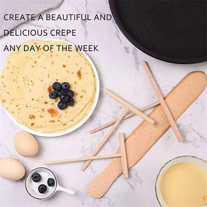 实心天然山毛榉木烘焙糕点工具厨房绉纱撒布机锅铲套装煎蛋煎饼木耙水果摊架 - Product Image 5