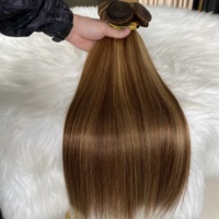 Cheveux humains vierges Remy bruts, couleur piano P4/27, mèches lisses à tisser