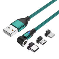 Kabel Pengisian Daya Magnetik 540 Derajat 180 Putaran dengan Ujung Tunggal 5V 2A untuk Android Tipe-C