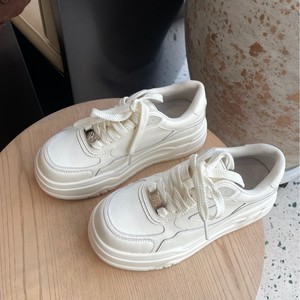 6cm thick leather little white <b>shoes</b> for women, 2026 spring new style, <b>height</b>-<b>increasing</b> casual slip-on sports <b>shoes</b> - Product Image 3