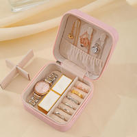 NYY Nouvelle boîte de rangement à bijoux portable en cuir PU, élégante, pour boucles d'oreilles, colliers et bagues, pour filles
