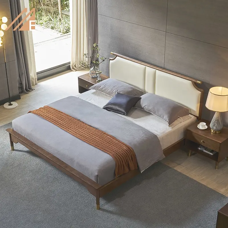 Muebles de dormitorio moderno de madera de tamaño de Reina cama para casa