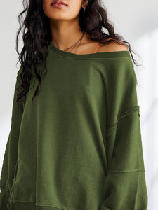 À vendre à chaud femmes col rond polaire anti-boulochage avant Logo tricoté à manches longues <span class=keywords><strong>sweat</strong></span>-shirt sport <span class=keywords><strong>Homewear</strong></span> - Product Image 5