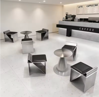 Ensemble table et chaises de café en acier inoxydable industriel moderne avec coussin - Mobilier de restaurant commercial pour café