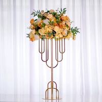 Support à fleurs moderne en fer plaqué or de petite taille YIWEN modèle 007, 40 cm, décorations de table de mariage, arrangements d'hôtel