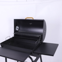 Barbecue à charbon d'extérieur extra long avec chariot et deux tables latérales, fumoir robuste pour le camping, les pique-niques et la cuisine en extérieur