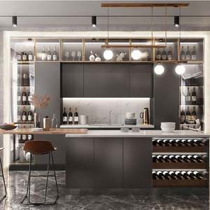 Meuble de cuisine beige laqué, design d'unité de garde-manger, armoire de rangement - Product Image 5