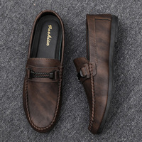 Mocassins décontractés pour hommes, chaussures de conduite à semelle souple, aspect cuir, chaussures de marche quotidiennes