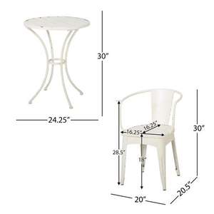 Elegante juego de bistró de metal KD de 3 piezas para comedor al aire libre, elegante solución de muebles de patio de garganta - Product Image 2