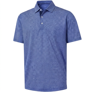 Men's Blue Dot <b>Pattern</b> Polo Shirt Short Sleeve Breathable <b>Knitted</b> Casual Golf Clothing - Product Image 1