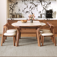 Nouvelle Table à Manger Extensible et Réglable en Travertin Style Médiéval 2026 avec Cadre en Bois Massif pour Usage Domestique