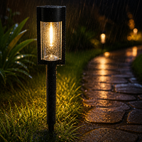 Lampe solaire LED moderne à poteau haut pour aménagement paysager, IP65, acier inoxydable, 15LM, 2700K, résistante aux intempéries, éclairage de chemin extérieur