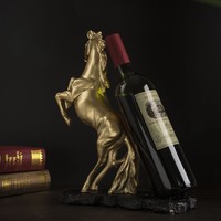 Porte-bouteilles en résine époxy sculpté, motif cheval, style art populaire doré moderne, ornement artistique pour décoration intérieure, restaurant, armoire, entrée