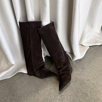 Nouveautés 2026 : Bottes compensées pour femme, style classique, à bout pointu et tige souple, chaussures de créateur