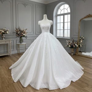 High Quality TNBPno43 Modern Elegant Wedding Dress Handmade Flower Lace Beading Available in Plus Sizes-Wholesale - Product Image 3
