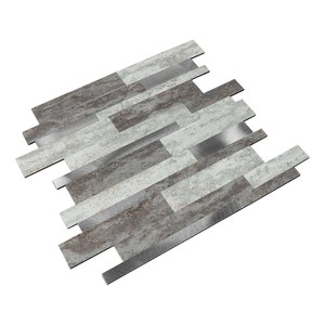 <span class=keywords><strong>Azulejos</strong></span> de Pared Autoadhesivos de Aluminio con Aspecto de Piedra Irregular Blanca y <span class=keywords><strong>Gris</strong></span> de 4 mm <span class=keywords><strong>para</strong></span> <span class=keywords><strong>Cocina</strong></span> - Product Image 2