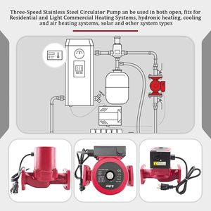 Pompe de circulation WWEIQI UPS26-150SF 1/2 HP 115V 3 vitesses en acier inoxydable pour recirculation d'eau chaude - Product Image 5