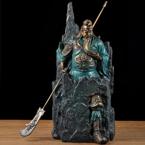 Guan Gong Figurine Large Copper Green Handmade God Of War And Wealth Statue For Home Office Decor Gift - Product Image 1