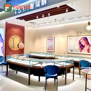 High End <b>Wooden</b> Jewelry Counter Glass Display Cabinet Luxury LED Light Modern Jewelry Display Shop - Product Image 4