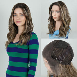 Perruques en fibres synthétiques Julianna Wholesale, résistantes à la chaleur, effet ombré naturel, ondulées, 13x6 Futura, perruques synthétiques à <span class=keywords><strong>dentelle</strong></span> frontale - Product Image 2