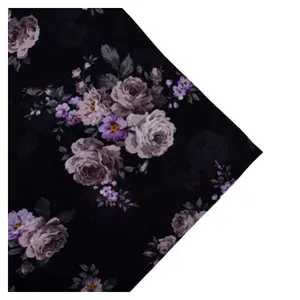 Stocklot Floral Printed Woven Polyester Lightweight Transparent Plain Chiffon fabric for skirt and dress