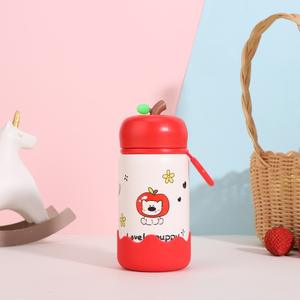 Mug isotherme à double paroi en acier inoxydable 304 avec corde en silicone, motif pomme de dessin animé mignon, 350/500 ml, vente en gros - Product Image 3