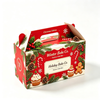 Marineblauer Retro-Goldlinien-Kunstgriff-Giebelkarton, individuell anpassbare Größe, dicke faltbare Kartonbox für Bäckerei, Konditorei, Geschenke