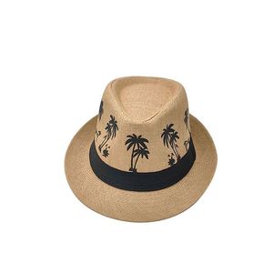 Wholesale Summer Women Weave Straw <b>Hat</b> Wide Brim Mens Fedora <b>Hat</b> with Pattern - Product Image 1