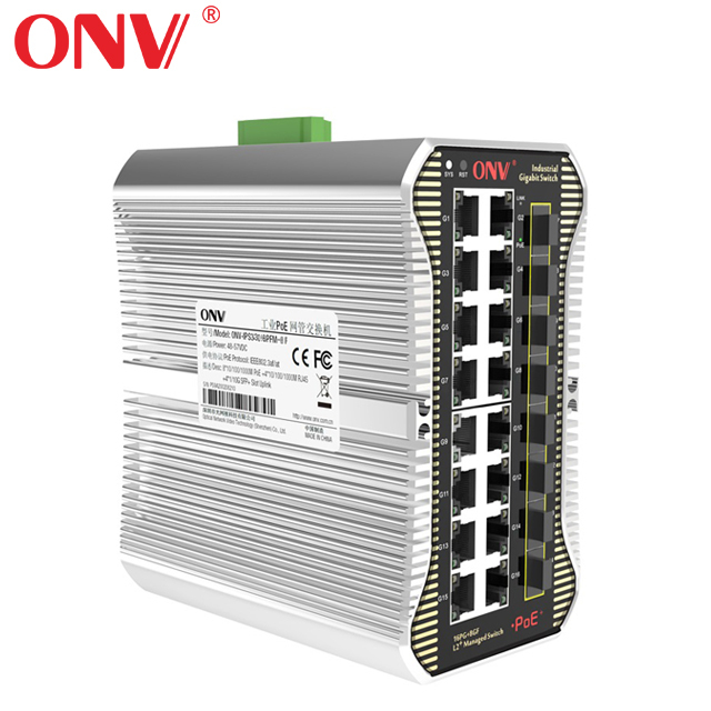 Wholesale 16 Port Gigabit Managed Industrial PoE Switch with 8 SFP Fiber Slots L2+ Network Switch for CCTV