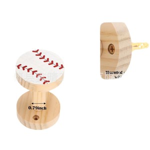 Gancho de Madera para Cortina, Diseño de Béisbol Redondo, 0.79 Pulgadas, Fácil Instalación, Estilo Rústico - Product Image 1