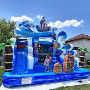 Pripuciamas batutas piratai kids outdoor party commercial grade <b>pirate</b> <b>ship</b> <b>inflatable</b> bounce house with slide combo - Product Image 6