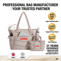 Tas Kerja Katun Wandering Nature dengan Tempat Cangkir, Tas Perawat 2 Set, Kompartemen Laptop 15,6 inci, Sleeve Trolley, Tas Perjalanan Wanita
