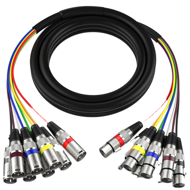 Factory Wholesale 8 Channel XLR Snake Cable 1M OFC Audio Shielded Male Female PVC Jacket Microphone for Broadcasting Recording