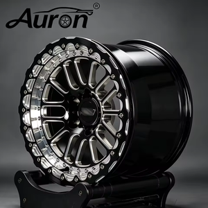 Jante en alliage multi-rayons Auron 5.5x15 noir brillant avec lèvre usinée forgée, neuve pour voitures particulières, jante de voiture personnalisée - Product Image 1