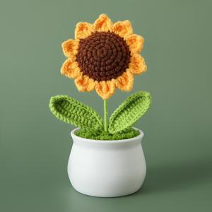 Fait à la main Quatre Saisons Tournesol <span class=keywords><strong>Série</strong></span> Crochet Plantes En Pot Jour De L'enseignant Graduation <span class=keywords><strong>Saison</strong></span> Quatre Saisons Modèles Finis - Product Image 4