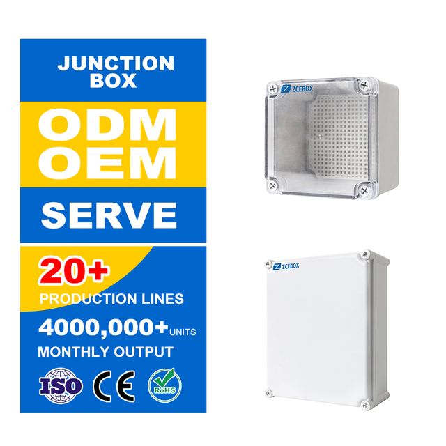 ZCEBOX 100x100x75mm IP67 Waterproof Outdoor ABS Wall Mounted Junction Box OEM/ODM Power Supply Enclosure