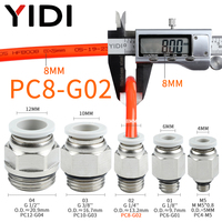 Raccord pneumatique YIDI PC-G en caoutchouc nitrile/plastique/métal, pour tuyau d'air de 4 à 16 mm, connecteur droit à filetage mâle G1/8-G1/2