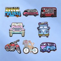 Pins Esmaltados Retro Hippie de Viaje, Lindas Insignias de Coche, Autobús y Bicicleta para Mochilas y Ropa