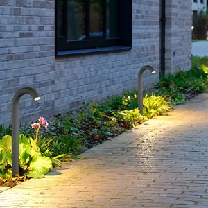 Уличный садовый светодиодный светильник на солнечной батарее для газонов, водонепроницаемые IP65, современный алюминиевый дизайн, простая светодиодная изогнутая лампа для газонов