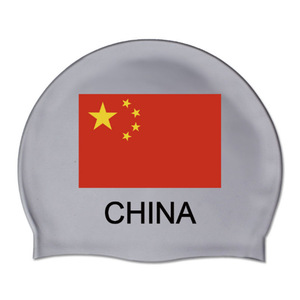 Gorro de Natación de Silicona con Diseño de la Bandera de China, Unisex, Impermeable, para Adultos - Product Image 1