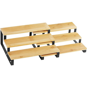 Estante para Especias de Bambú de 4 Niveles, Organizador de Almacenamiento de Cocina Expandible, Tipo Vertical, Color Madera, Rectangular, Multiusos - Product Image 1