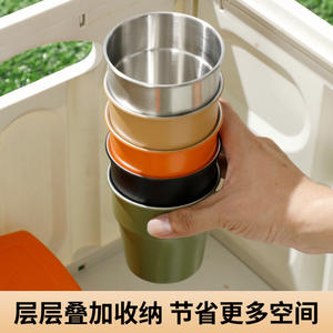 แก้วสแตนเลสกลางแจ้งขนาด 300 มล. ถ้วยดื่มน้ำน้ำหนักเบาแบบมินิมอลสำหรับปิกนิก แคมป์ปิ้ง เดินป่า - Product Image 5