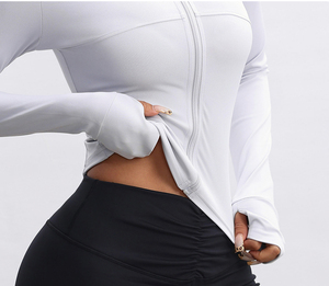 Giacca sportiva con cerniera a manica lunga da <span class=keywords><strong>donna</strong></span> per allenamento Fitness a sensazione nuda per <span class=keywords><strong>sport</strong></span> attillati da Yoga traspirante - Product Image 4