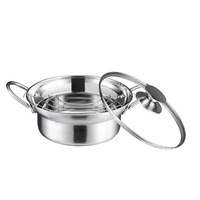 Marmite à frire profonde 22 cm en acier inoxydable 304 à double fond, style coréen, avec couvercle en verre, non revêtue, pour usage domestique, pot à soupe électrique